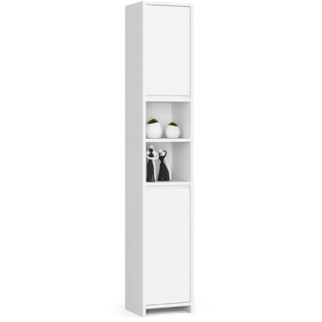 Columna de baño AKORD UNI Blanco 32 cm 2 puertas frente en color Blanco 4 estantes 32x28x180 cm