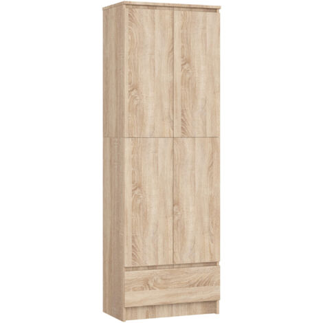 Librería AKORD R60 Roble Sonoma 60 cm 4 puertas 1 cajón frente en color Roble Sonoma 4 estantes 60x35x180 cm