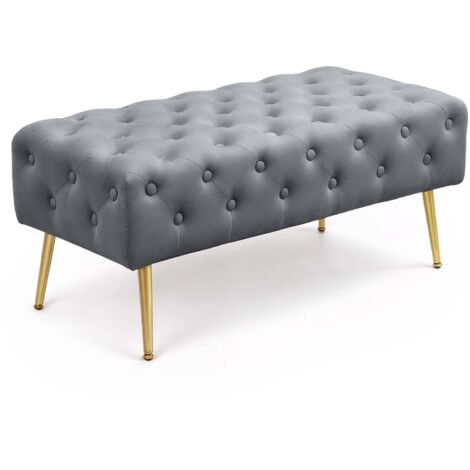 Banco acolchado en terciopelo capitoné 100 cm MONACO Gris Oscuro (1/5)