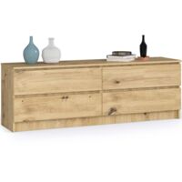 Cómoda AKORD K160 Roble Artisan 160 cm 4 cajones frente en color Roble Artisan 160x40x55 cm