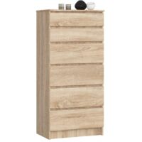 Cómoda AKORD K60 Roble Sonoma 60 cm 6 cajones frente en color Roble Sonoma 60x40x130 cm
