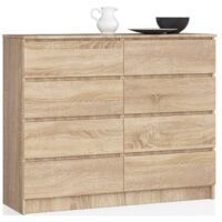 Cómoda AKORD K120 Roble Sonoma 120 cm 8 cajones frente en color Roble Sonoma 120x40x99 cm