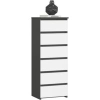 Cómoda AKORD CL6 Grafito Gris 40 cm 6 cajones frente en color Blanco 40x35x109 cm