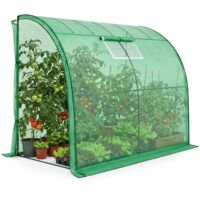 Invernadero de jardín adosado con estructura metálica y cubierta de PE 1 puerta 1 ventana Verde 100x200x210 cm