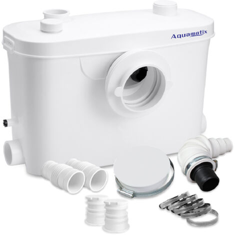 Aquamatix Hebeanlage 400W Sanitär Abwasserpumpe 100L/min 6,5m Vertikale Förderstrecke mit 3 Einlässen für Toilette, Waschbecken und Badewanne mit Kohlefilter