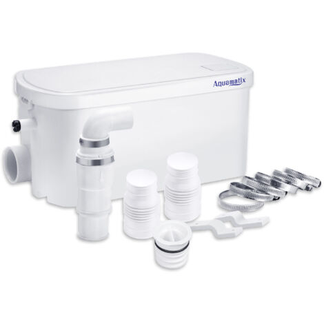 Aquamatix 250 W kompakte Duschpumpe, 8 m Hebepumpe, 100 l/min vertikale Pumpdistanz für Dusche, Waschbecken, 2 Sanitäreinlässe