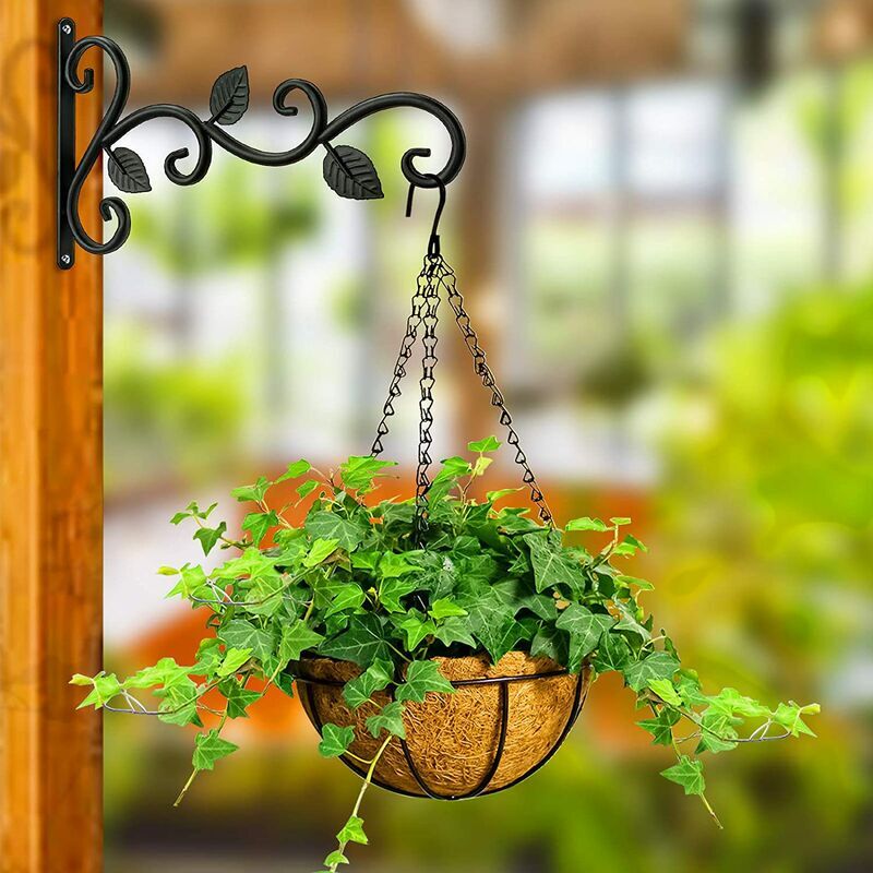 4 Set Wrought Iron Wall Mounted Hooks Plant Bracket Hangers For Hanging