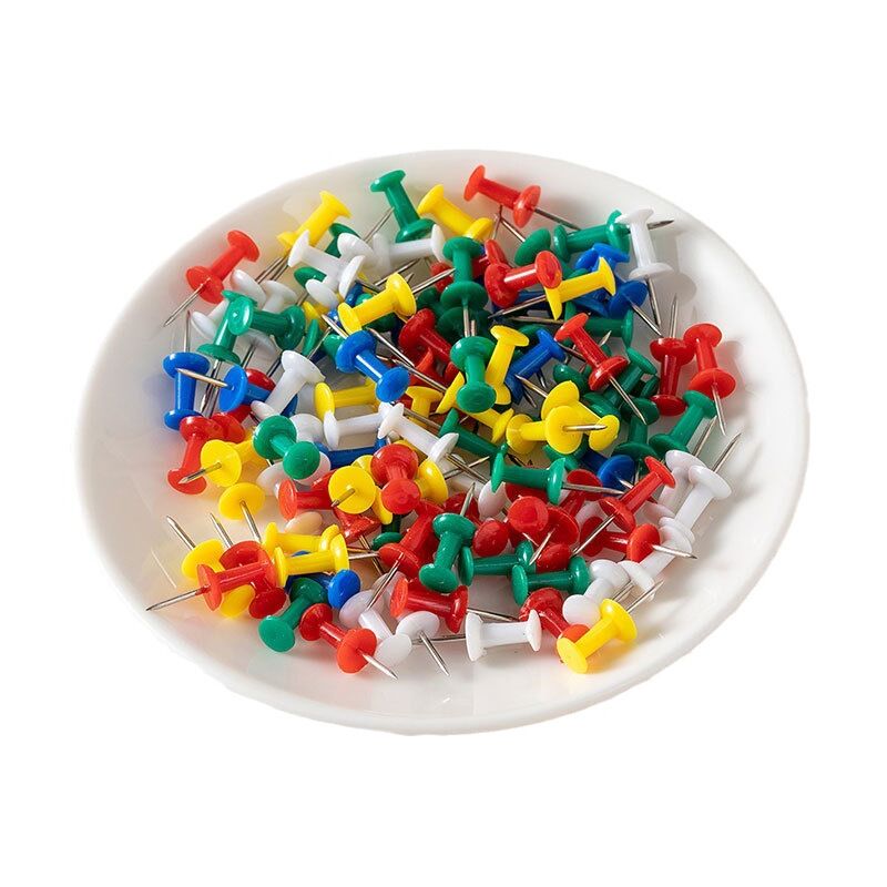 Ahlsen 100pcs multi-colored push pins, multi-colored decorative push pins, push  pins with plastic head for cork pin board