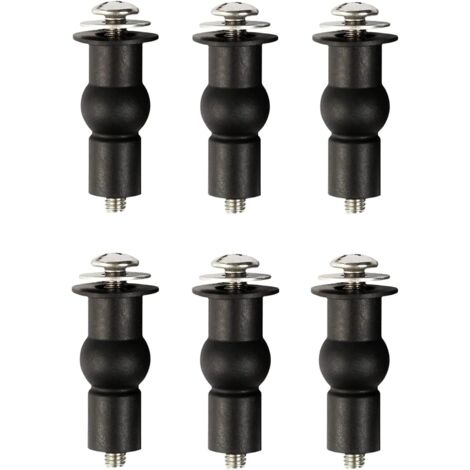 Ahlsen Toilet Seat Fixing Screws, Toilet Seat Hinge, Toilet Seat Fixings, Rubber Expansion Screws, 6 Pack, Black