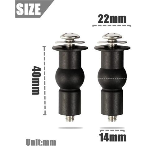 Ahlsen Toilet Seat Fixing Screws, Toilet Seat Hinge, Toilet Seat Fixings, Rubber Expansion Screws, 6 Pack, Black