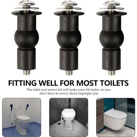 Ahlsen Toilet Seat Fixing Screws, Toilet Seat Hinge, Toilet Seat Fixings, Rubber Expansion Screws, 6 Pack, Black