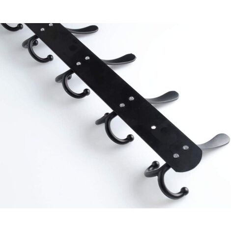 Ahlsen Wall coat rack made of stainless steel, robust hook coat rack, towel holder (6 hooks, black)