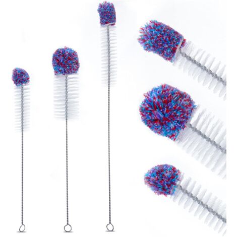 Ahlsen Bottle Cleaner, Cleaning for Bottles, Pipe Cleaning Brush, Bottle Brush, Bottle Cleaning Swab, Suitable for Bottles, Bottles, Test Tubes, Purple & 3 Pieces