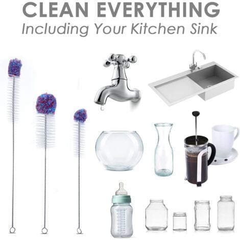 Ahlsen Bottle Cleaner, Cleaning for Bottles, Pipe Cleaning Brush, Bottle Brush, Bottle Cleaning Swab, Suitable for Bottles, Bottles, Test Tubes, Purple & 3 Pieces
