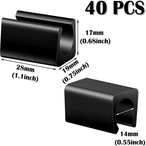 Ahlsen 40pcs Chair Leg Protectors Rectangular Shape Chair Leg Clamps Plastic Cover Floor Glides for U Shaped Non-Slip Black Pipe Caps