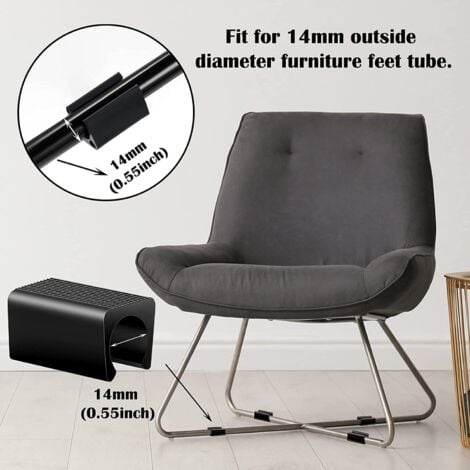 Ahlsen 40pcs Chair Leg Protectors Rectangular Shape Chair Leg Clamps Plastic Cover Floor Glides for U Shaped Non-Slip Black Pipe Caps