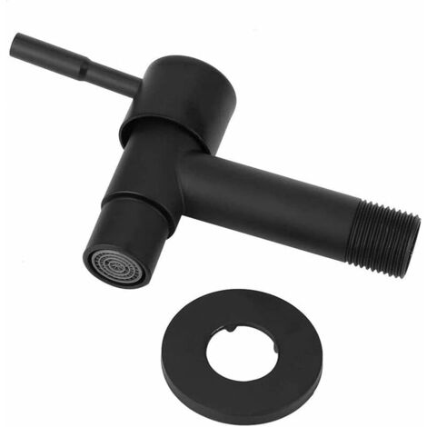 Ahlsen Mop Pool Faucet, Black Wall Mounted Faucet, Wall Mounted Faucet, Cold Water Tap, Stainless Steel Water Saving Faucet for Bathroom, Sink, Balcony, Kitchen (Black)