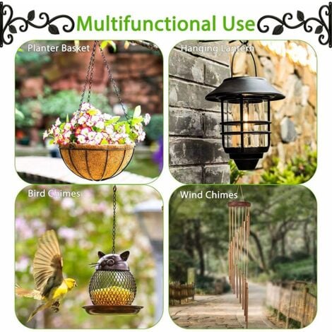 4 Set Wrought Iron Wall Mounted Hooks Plant Bracket Hangers For Hanging