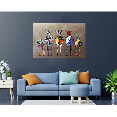 Ahlsen Banksy Canvas Painting Zebra Herd Colorful Backs Street Art Graffiti Canvas Art Decor Canvas Print Paintings Modern Living Room Wall Decor No Frame 40x50cm –