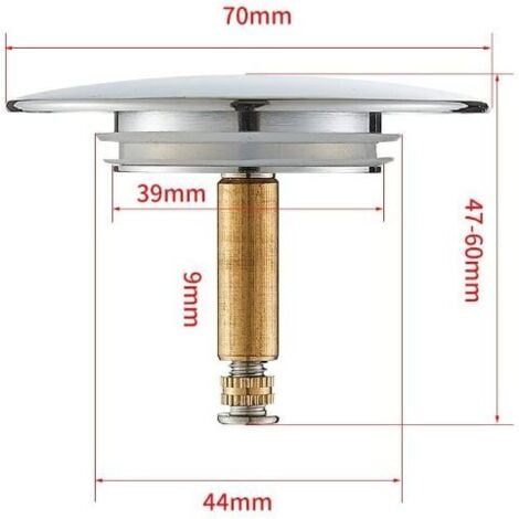 Ahlsen Bathtub plug 70 mm, bathtub plug, bathtub drain plug, bathtub drain plug with replacement seal for bathtub, made of stainless steel and waterproof