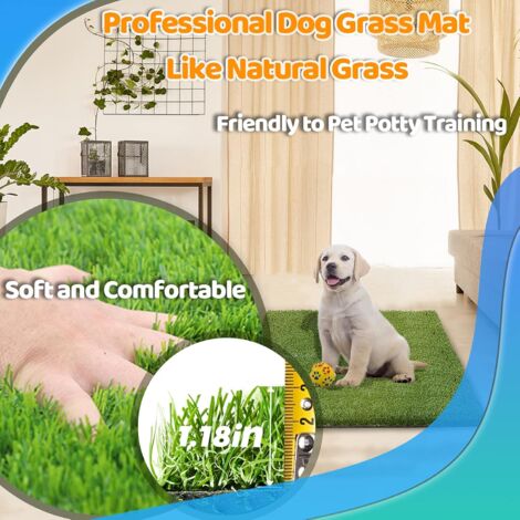 Ahlsen Artificial Grass for Dogs, Artificial Grass for Puppies, Potty Training, Realistic Artificial Grass for Indoor and Outdoor Use with Non-Slip Rubber Pad (2 x 0.5 m)