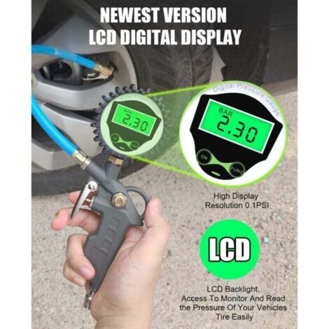 Ahlsen Digital Tire Pressure Gauge with LCD Backlight, Digital Tire Pressure Gauge, Tire Inflator Gun for Car, Motorcycle, Bicycle