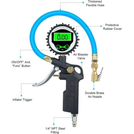 Ahlsen Digital Tire Pressure Gauge with LCD Backlight, Digital Tire Pressure Gauge, Tire Inflator Gun for Car, Motorcycle, Bicycle