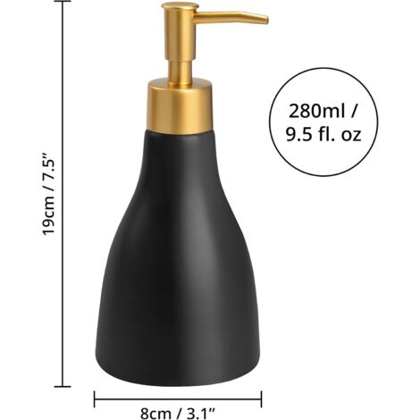 Ahlsen Black soap dispenser 280 ml for bathroom and kitchen - ceramic ...
