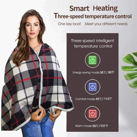 Ahlsen Electric Heated Blanket and Cordless Bed Throw, Machine Washable, Portable for Office, Home, Outdoor, Travel