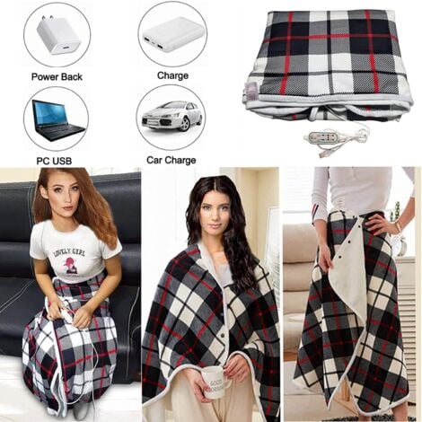 Ahlsen Electric Heated Blanket and Cordless Bed Throw, Machine Washable, Portable for Office, Home, Outdoor, Travel