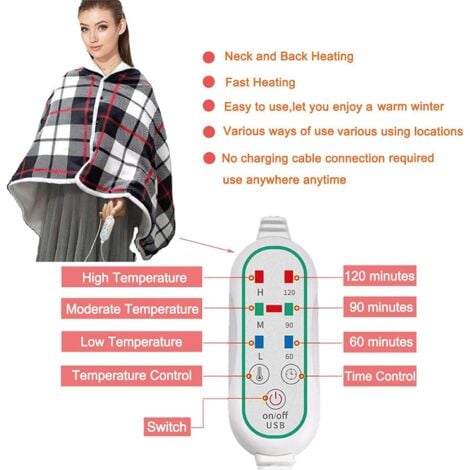 Ahlsen Electric Heated Blanket and Cordless Bed Throw, Machine Washable, Portable for Office, Home, Outdoor, Travel