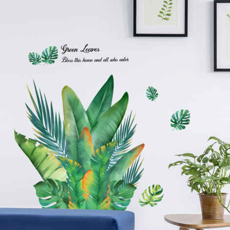 Ahlsen A set of tropical plant leaf wall stickers, wall stickers for living room, bedroom, kitchen, bathroom