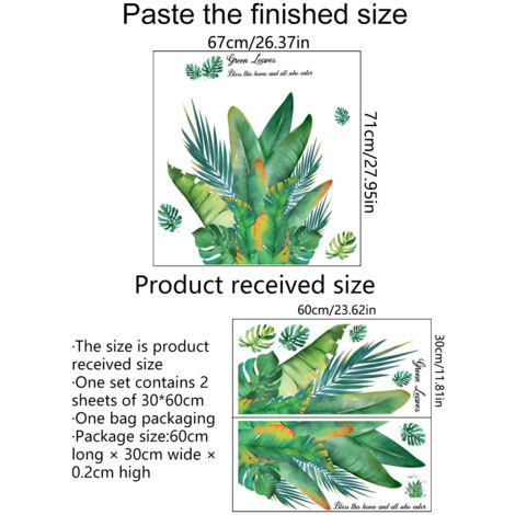 Ahlsen A set of tropical plant leaf wall stickers, wall stickers for living room, bedroom, kitchen, bathroom