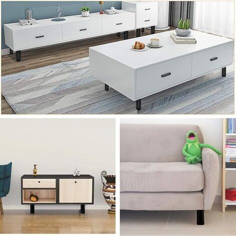 Ahlsen 4 black legs, height adjustable, 50 mm, thickened cabinet legs, table legs, furniture legs, stainless steel, height adjustable 0-15 mm, black