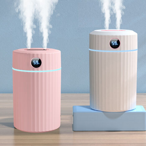 Ahlsen Humidifier 2L Quiet Ultrasonic Humidifier with Thermo Hygrometer Dual Nozzle 36 Hours Working Time Auto Shut off 7 LED for Home Bedroom