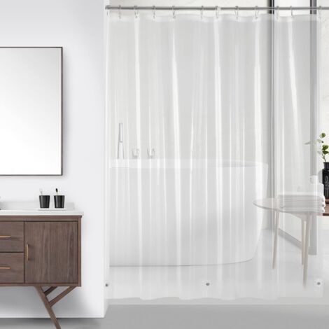 Ahlsen Transparent Shower Curtain for Bathroom, 12 Transparent Silk ...