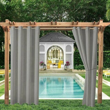 Ahlsen Pack of Outdoor Waterproof Curtains, Pergola Insulation Blinds, Outdoor Garden Sheds, Gazebos, Patio Porch (150 x 166, Gray)