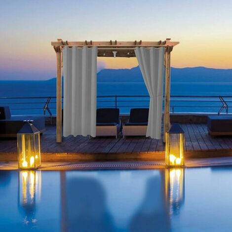 Ahlsen Pack of Outdoor Waterproof Curtains, Pergola Insulation Blinds, Outdoor Garden Sheds, Gazebos, Patio Porch (150 x 166, Gray)