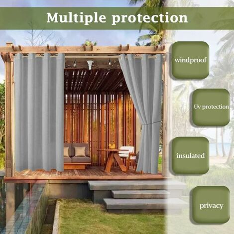 Ahlsen Pack of Outdoor Waterproof Curtains, Pergola Insulation Blinds, Outdoor Garden Sheds, Gazebos, Patio Porch (150 x 166, Gray)