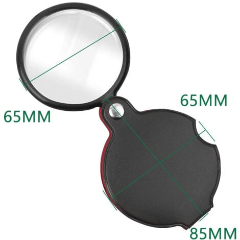 Ahlsen Pack Mini Magnifying Glass, 10x Magnification, Pocket Folding Magnifier with Rotating Protective Case for Reading, Marking Maps, Reading Fine Print and for Hobbyists