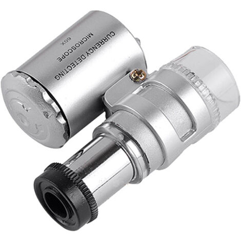 Ahlsen Mini Pocket Microscope, 60X Handheld Magnifying Glass, Portable Jeweler LED Magnifying Lamp, Silver