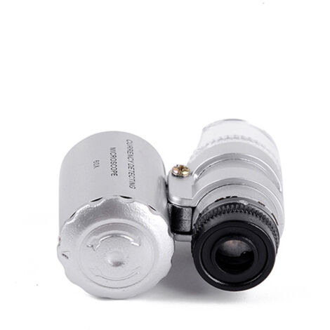 Ahlsen Mini Pocket Microscope, 60X Handheld Magnifying Glass, Portable Jeweler LED Magnifying Lamp, Silver