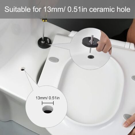 Ahlsen Toilet Seat Fixing, Toilet Seat Hinge, Toilet Seat Fixing Screws for General Toilet Seats, 4 Pack, Black