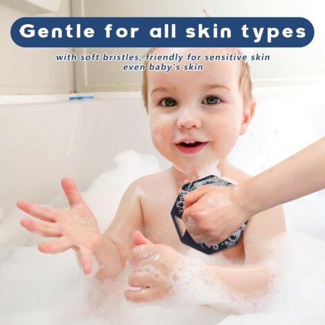 Ahlsen Silicone Bath Brush with Hook, Body Brush [Gentle Exfoliation and Massage], Shower Brush for Adults and Babies, Perfect for All Skin Types