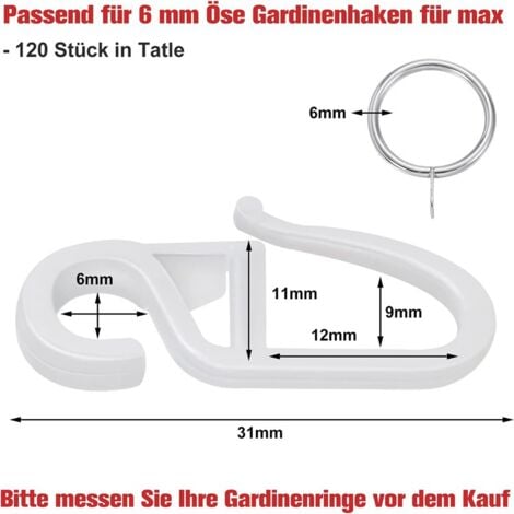 Ahlsen 100pcs white plastic curtain hooks, white plastic hooks, door curtain and shower curtain