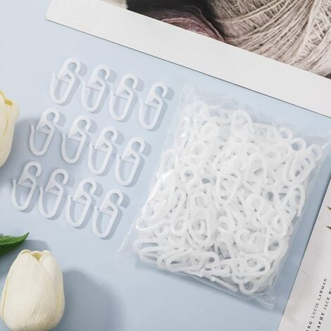 Ahlsen 100pcs white plastic curtain hooks, white plastic hooks, door curtain and shower curtain