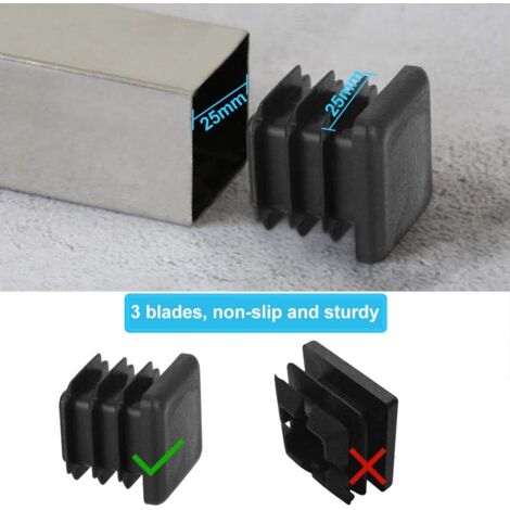 Ahlsen 20pcs Chair Leg Caps, Square Tube Caps, Square Plastic Post Caps for Furniture Legs, Trampoline, Cabinet, Shelf, Chair, 25x25mm