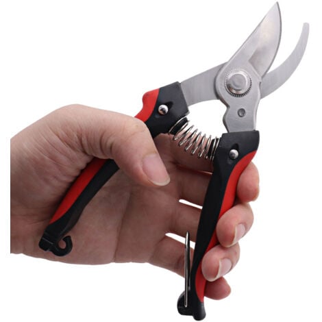 Ahlsen Professional Carbon Steel Alloy Garden Shears, Premium Bypass Pruning Shears with Sharp Blade, Black-Red