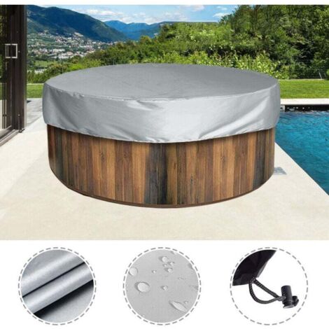 Ahlsen Round Swimming Pool Cover, Solar Cover for Swimming Pool, Waterproof Spa Protection Cover, 190T for Outdoor Spas, Bathtub, - Gray, 210 x 30 cm
