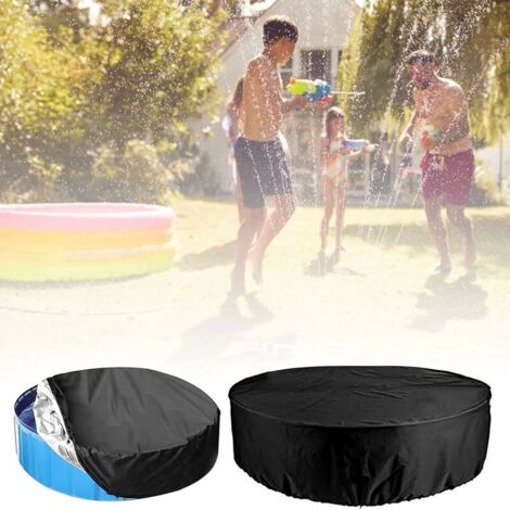 Ahlsen Round Swimming Pool Cover, Round Spa Cover, Waterproof Dustproof Tarpaulin, Protective Cover, Suitable for All Kinds of Round Swimming Pools - (Black, 122 x 30 cm)